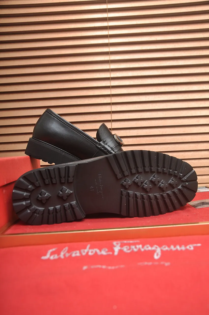 Men's Men's Shoes💰560💶[[HERMES]] (High-end Niuli) New 🍀 HERMES - top version of Ferragamo's classic casual leather shoes! Made of imported original cowhide, the inner top layer is comfortable cowhide lining! Original wear-resistant rubber outsole! High quality products! Code number 38-45 (45 customized)